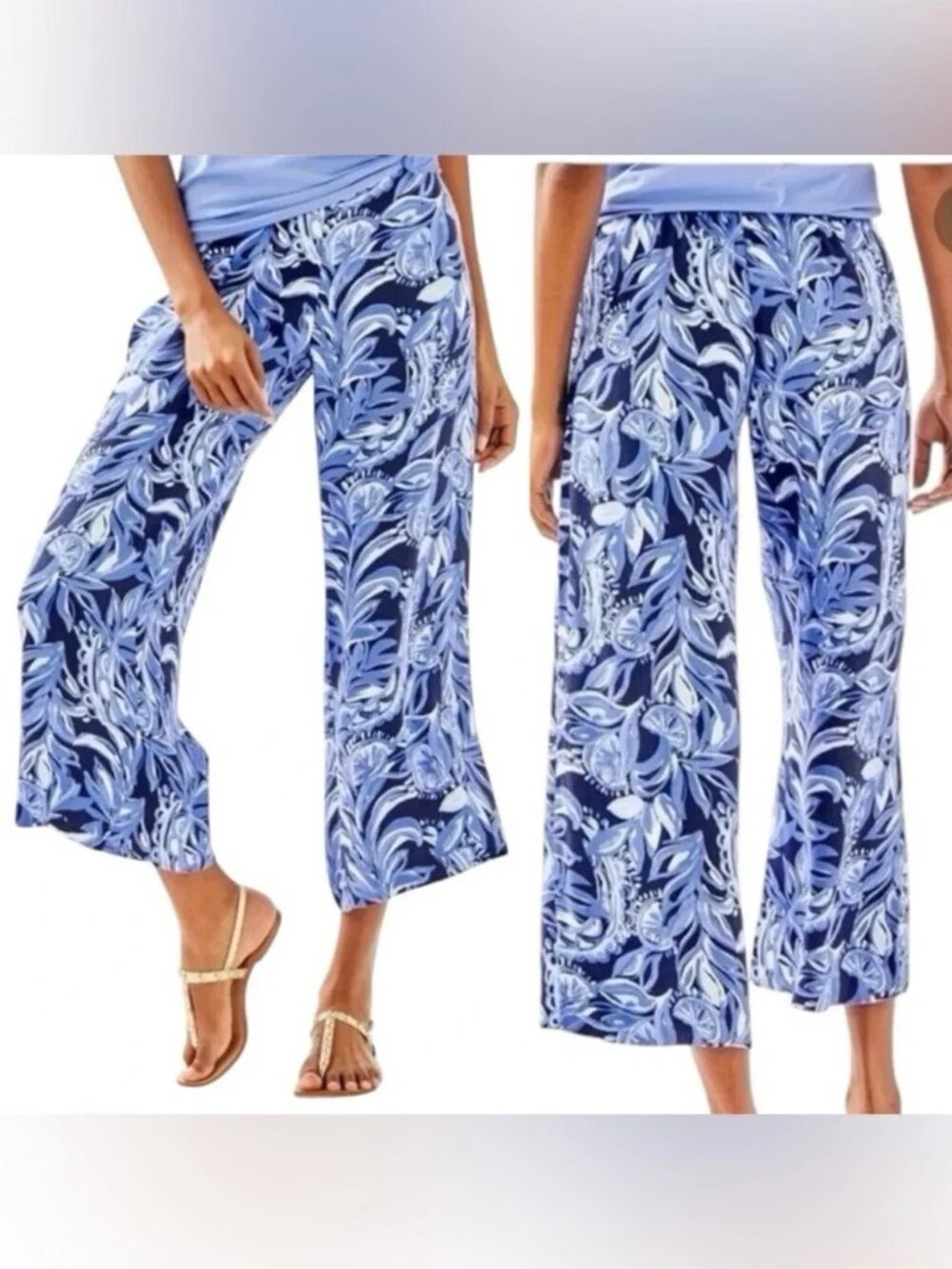Lilly Pulitzer Avery Crop Pants NWT Navy Floral Print Size 0